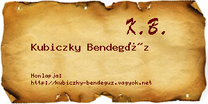 Kubiczky Bendegúz névjegykártya